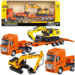 Huina Toys Teherautó pótkocsival Vontató kamion fémkotró Huina Orange 1: 50