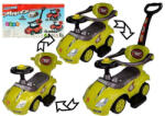 LeanToys A totyogó gyerekek a szülői fogantyúval, 3 az 1-ben sárga megakocsival lovagolnak