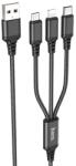 hoco. X76 USB Type-A apa - USB Type-C / Micro USB Type-B / Lightning apa iPhone Töltőkábel - Fekete (1m) (X76_B) (X76_B) - emag