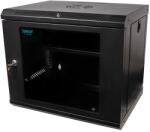 Spacer Szekrény 19″ SPACER 9U 500x450mm, falra rögzíthető, Flatpack (nem összeszerelve), fekete, kivehető panelek, 1mm acél, maximális teherbírás 25kg (SPCW-9U-450-BK-02)