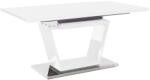 TEMPO KONDELA ÉtKerekezőasztal, Nyitható, Fehér Extra Magasfényű/Acél, 160-220x90 cm, PeraKerek