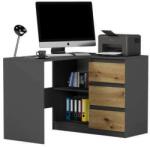 Mobene Masa computer moderna coltar N4 - antracit - stejar artizanal