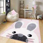  Pasztel gyerekszőnyeg E513A_SFI31 babarózsaszín, nyuszi mintás 160x230 cm