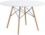 TEMPO KONDELA ÉtKerekezőasztal, Fehér/Matt/BüKerekKerek, Átmérő 120 cm, Demin New