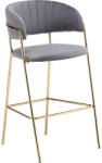 Tempo Design Bárszék, Szürkésbarna Velvet Szövet/Gold Króm Arany, Dasmin Typ 2