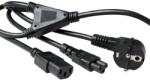 ACT Powercord split cable mains connector CEE7/7 male (angled) - 1 x C13 + 1 x C5 1, 8m Black AK5166 (AK5166)