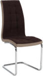 TEMPO KONDELA Étkezőszék, Barna Szövet/Textilbőr Bézs/Króm, Saloma New