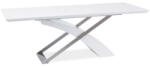 TEMPO KONDELA Meghosszabbítható ÉtKerekezőasztal, Fehér Extra Magasfényű Hg/Fém, 160-220x90 cm, Kerekros