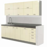 Tempo Konyhabútor, Bézs Extra Magas Fényű/Szürke, Prado