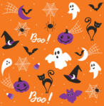  Halloween Graphics On Orange Szalvéta 20 db 33x33 cm