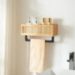 PremiumXL Fürdőszobai Falipolc Tervola 36x13x19 cm Bambusz Rattan Hatású