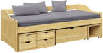 TEMPO KONDELA Ágy Tárolóhellyel, Természetes, Tömörfa, 90x200, Maxi New