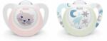 Nuk Силиконови светещи залъгалки NUK - Star, Night & Day, 0-6 m, 2 броя (10175286)