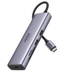 UGREEN Dokkoló állomás 7 az 1-ben, 4K@60Hz, USB HUB, Ethernet, HDMI 2.0, 100W, SD/TF, szürke (60515)