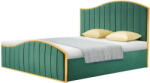 TEMPO KONDELA Ágy Ráccsal, 160x200, Zöld Velvet Szövet/Gold Arany Króm, Georgia - fizz