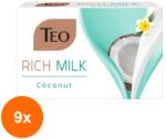 Teo Set 9 x Sapun Solid Teo Rich Milk Coconut, cu Lapte de Cocos, 90 g