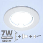  LED szpot szett: fehér keret + 7 Wattos, hideg fehér GU10 LED lámpa + GU10 csatlakozó (kettesével rendelhető) (5070 + TR-GU10 + 1904)