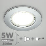  LED szpot szett: króm keret + 5 Wattos, természetes fehér GU10 LED lámpa + GU10 csatlakozó (kettesével rendelhető) (5072 + TR-GU10 + 1902)