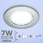  LED szpot szett: króm keret + 7 Wattos, hideg fehér GU10 LED lámpa + GU10 csatlakozó (kettesével rendelhető) (5072 + TR-GU10 + 1904)