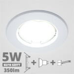  LED szpot szett: fehér keret + 5 Wattos, természetes fehér GU10 LED lámpa + GU10 csatlakozó (kettesével rendelhető) (5070 + TR-GU10 + 1902)