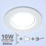  LED szpot szett: fehér keret + 10 Wattos, hideg fehér GU10 LED lámpa + GU10 csatlakozó (TR-SARA-WOSB-B + TR-GU10 + 1907)