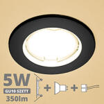  LED szpot szett: fekete keret + 5 Wattos, meleg fehér GU10 LED lámpa + GU10 csatlakozó (MG-SARA-WOSB-CZ + TR-GU10 + 1903)