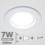  LED szpot szett: fehér keret + 7 Wattos, természetes fehér GU10 LED lámpa + GU10 csatlakozó (kettesével rendelhető) (5070 + TR-GU10 + 1905)