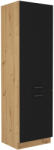 Tempo Szekrény Beépített Hűtőre, Matt Fekete/Artisan Tölgy, Monro 60 Lo-210 2F