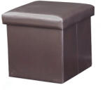 TEMPO KONDELA Összehajtható Puff, Textilbőr Sötétbarna, Tela New