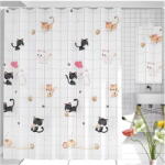 RPX-DUS Zuhanyfüggöny 70g / 180x200cm - Macska-mintás (46524r)