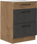 Tempo Alsószekrény, Szürke Matt/Tölgy Lancelot, Vega 60 D 3S BB