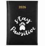 FunnyCase Könyvnaptár 2026 Stay Pawsitiwe Fekete Határidőnapló Ajándék Minták (Kalendarz Czarny STAY PAWSITIWE)