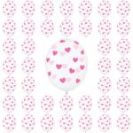 Party Deco Átlátszó gumi lufi sötét rózsaszín szívekkel