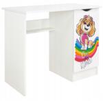 Leomark Iskolai íróasztal asztallappal 90x50 h 77 cm, szekrény polccal, Mancs Őrjárat nyomtatás 5 (102/246239PP5)