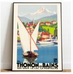  Poszter Utazás Franciaország Tájkép Tó A3 (Plakat Podróżniczy Podróże Vintage)