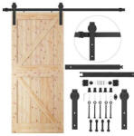 Springos Tolóajtó vasalat rendszer, pajtaajtóhoz acél, fekete, 183cm hosszú (max 100kg) (HA5000)