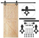 Springos Tolóajtó vasalat rendszer, pajtaajtóhoz acél, fekete, 183cm hosszú (max 100kg) (HA5002)