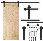 Springos Tolóajtó vasalat rendszer, pajtaajtóhoz acél, fekete, 183cm hosszú sín (max 100kg) (HA5009)