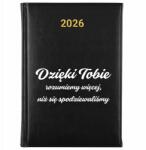 FunnyCase Naptár Fekete A5 2026 Ajándék Pedagógusnap Neked köszönhetően Megértjük (Kalendarz Czarny Dzięki Tobie Rozumiemy)