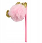 Lean Golyóstoll Zselés Dugó Rózsaszín Pomponnal Kék Tinta 17cm 0.5mm (21752)