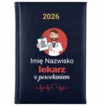 FunnyCase Könyvnaptár 2026 Orvos Hivatással Sötétkék Tervező Ajándék Minták (Kalendarz Granatowy LEKARZ Z POWOŁANIEM)
