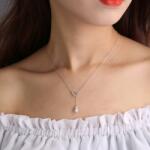  Ezüst nyaklánc női nyakkendő cirkóniákkal és medállal 925 ezüst