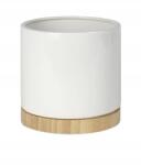 Polnix Kerámia kaspó fényes Boho fehér virágtartó szett állvánnyal 19 cm (232607)