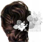  Fésű Kicsi Ezüst Esküvői hajdísz virág (5905204481905)
