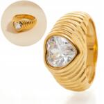  Gyűrű Arany Sebészeti Acél Nagy Szív Cirkónia Divatos 17 (6A4F-563AA)
