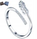 Mennica Świdnicka Gyönyörű Ezüst Állítható Univerzális Gyűrű Strassz Levél Motívummal