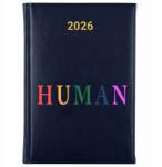 FunnyCase Könyvnaptár 2026 Human Sötétkék tervező határidőnapló Ajándék minták (Kalendarz Granatowy HUMAN)