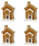  Dekoráció mézeskalács ház, havas poly 2, 9x2, 3x4, 1 cm barna, fehér 4db/csomag (LR24B-6515)