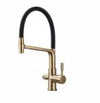 CHDE Háromutas konyhai csaptelep arany szűrővel Liveo Gold Mat (BKT- Liveo)