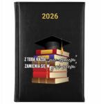 FunnyCase Naptár Fekete A5 2026 Ajándék Pedagógusnapi Határidőnapló "Már tudom (Kalendarz Czarny "Już Wiem")